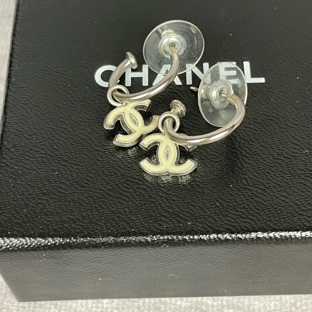 Authentic Chanel Silver Tone Earrings
